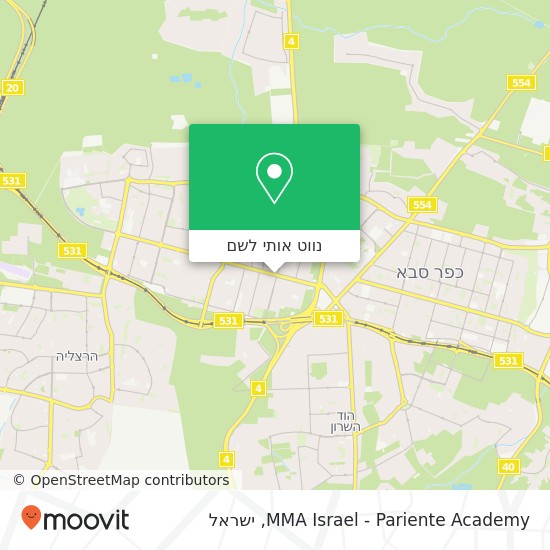 מפת MMA Israel - Pariente Academy