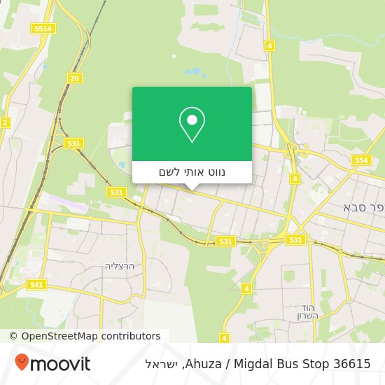 מפת Ahuza / Migdal Bus Stop 36615