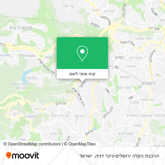 מפת הרכבת הקלה ירושלים-כיכר דניה