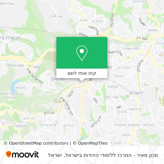 מפת מכון מאיר - המרכז ללימודי היהדות בישראל