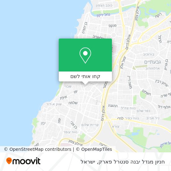 מפת חניון מגדל יבנה סנטרל פארק