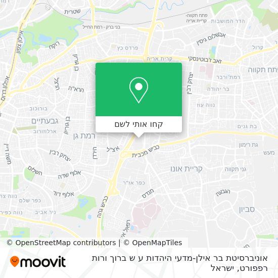 מפת אוניברסיטת בר אילן-מדעי היהדות ע ש ברוך ורות רפפורט