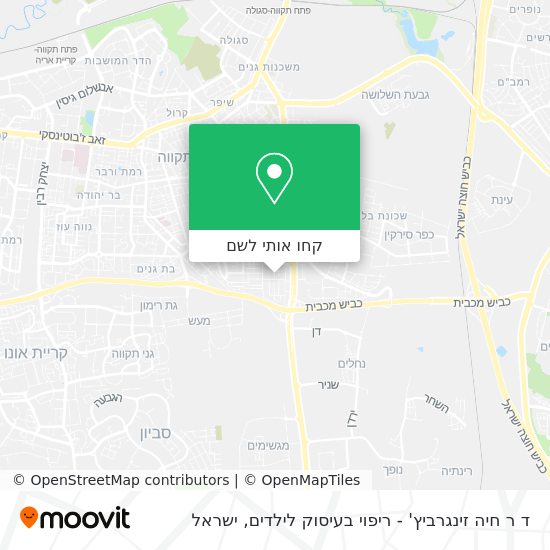 מפת ד ר חיה זינגרביץ' - ריפוי בעיסוק לילדים