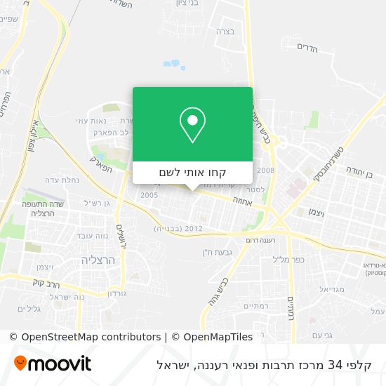 מפת קלפי 34 מרכז תרבות ופנאי רעננה