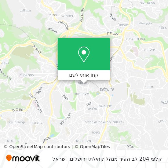 מפת קלפי 204 לב העיר מנהל קהילתי ירושלים