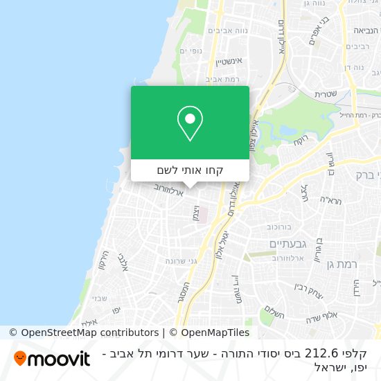 מפת קלפי 212.6 ביס יסודי התורה - שער דרומי תל אביב - יפו