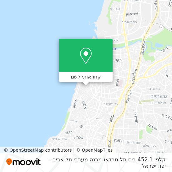 מפת קלפי 452.1 ביס תל נורדאו-מבנה מערבי תל אביב - יפו