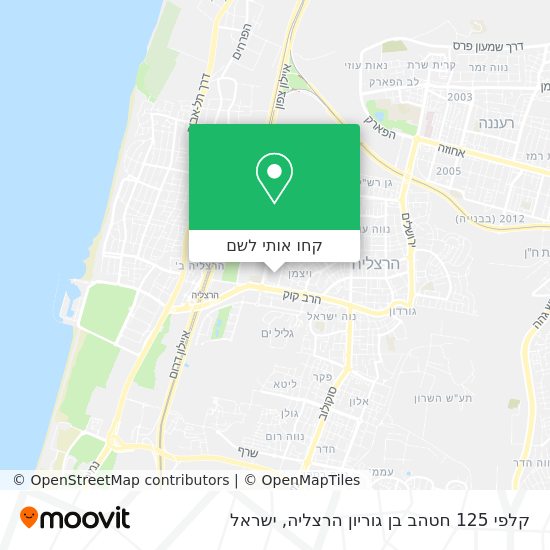 מפת קלפי 125 חטהב בן גוריון הרצליה