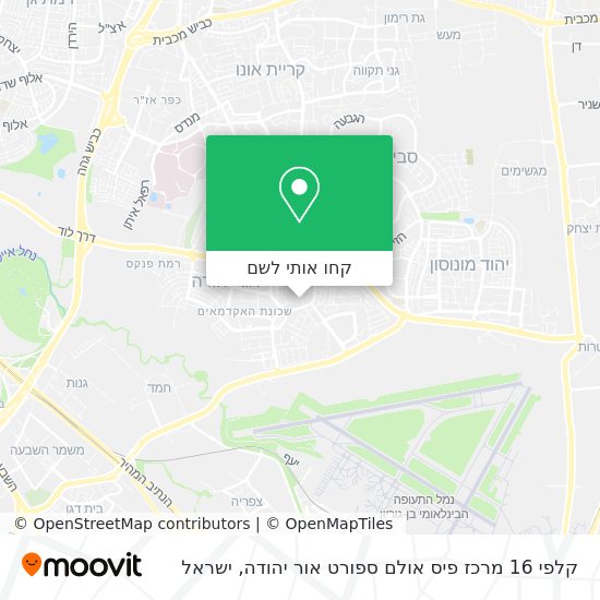 מפת קלפי 16 מרכז פיס אולם ספורט אור יהודה