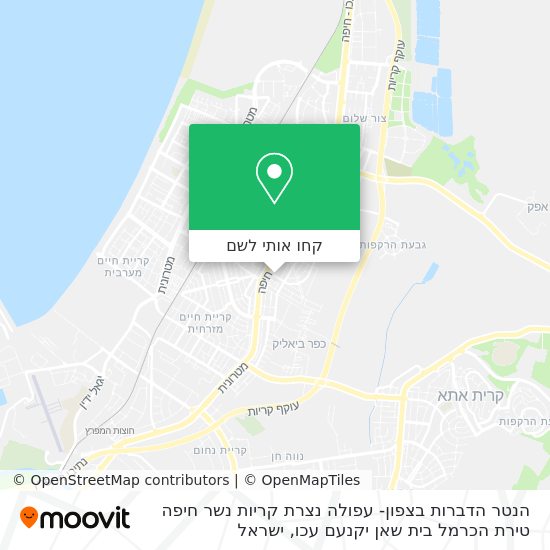 מפת הנטר הדברות בצפון- עפולה נצרת קריות נשר חיפה טירת הכרמל בית שאן יקנעם עכו