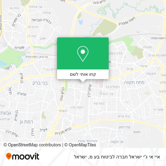 מפת איי אי ג'י ישראל חברה לביטוח בע מ