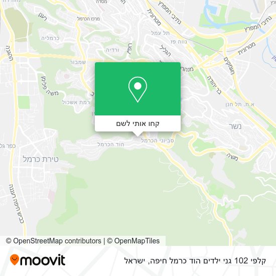 מפת קלפי 102 גני ילדים הוד כרמל חיפה