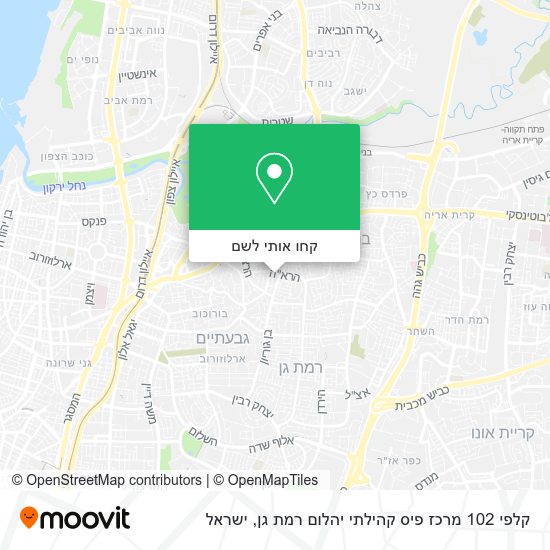 מפת קלפי 102 מרכז פיס קהילתי יהלום רמת גן