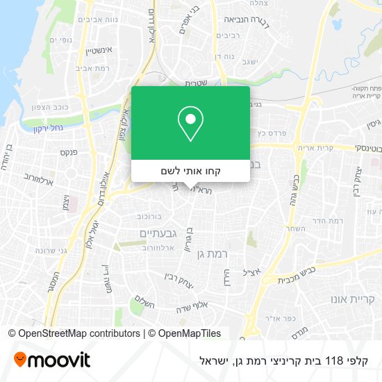 מפת קלפי 118 בית קריניצי רמת גן