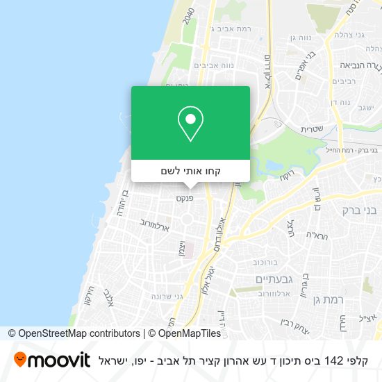מפת קלפי 142 ביס תיכון ד עש אהרון קציר תל אביב - יפו