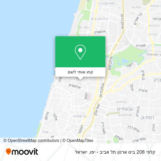 מפת קלפי 208 ביס ארנון תל אביב - יפו