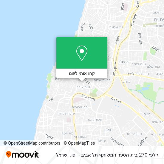 מפת קלפי 270 בית הספר המשותף תל אביב - יפו