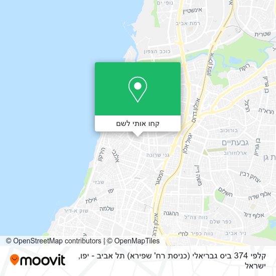מפת קלפי 374 ביס גבריאלי (כניסת רח' שפירא) תל אביב - יפו
