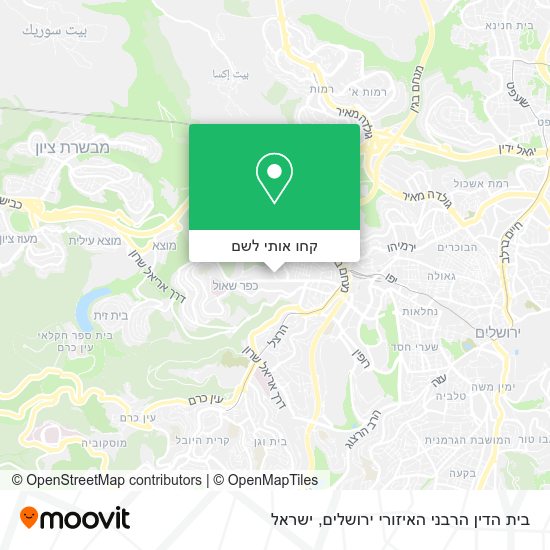 מפת בית הדין הרבני האיזורי ירושלים
