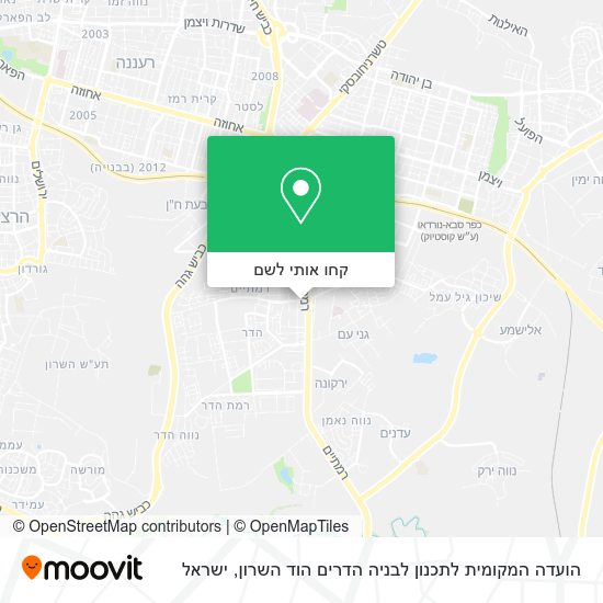 מפת הועדה המקומית לתכנון לבניה הדרים הוד השרון