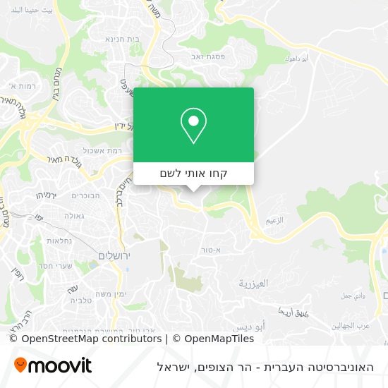 מפת האוניברסיטה העברית - הר הצופים