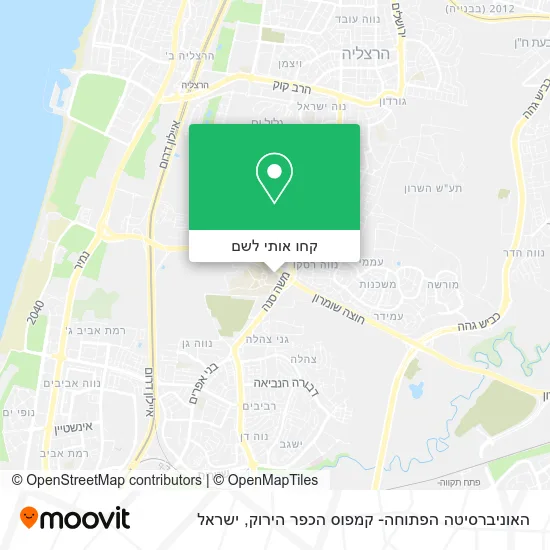 מפת האוניברסיטה הפתוחה- קמפוס הכפר הירוק