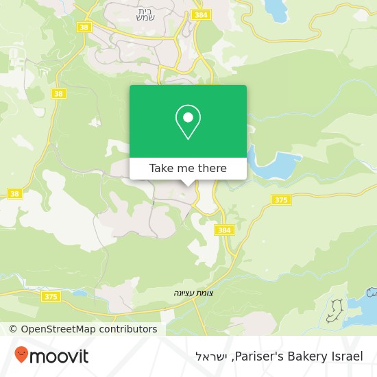 מפת Pariser's Bakery Israel, נחל דולב 56 בית שמש, 99000