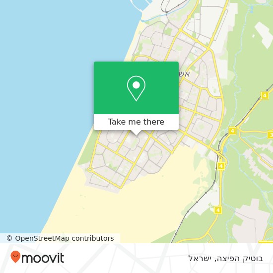 מפת בוטיק הפיצה, כיכר העונות אשדוד, אשקלון, 77000