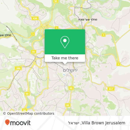 מפת Villa Brown Jerusalem, הנביאים 54 מרכז העיר, ירושלים, 95141