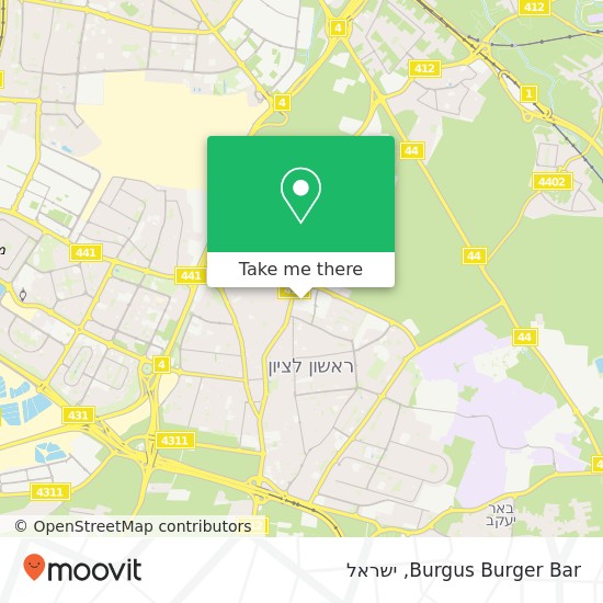 מפת Burgus Burger Bar, משה בקר 9 ראשון לציון, רחובות, 75000
