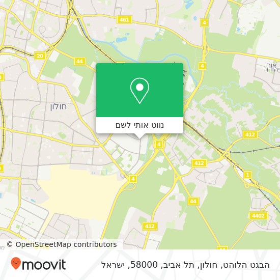 מפת הבגט הלוהט, חולון, תל אביב, 58000