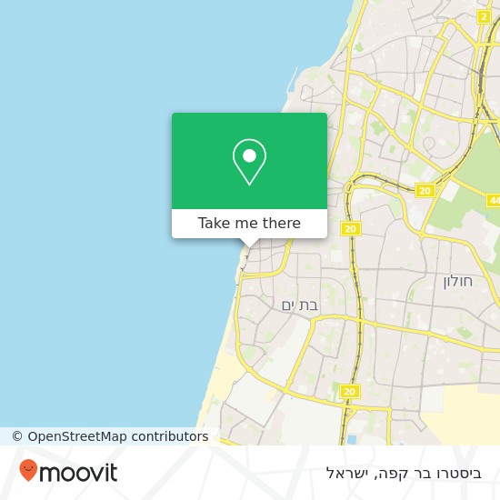 מפת ביסטרו בר קפה, בן גוריון בת ים, תל אביב, 59322