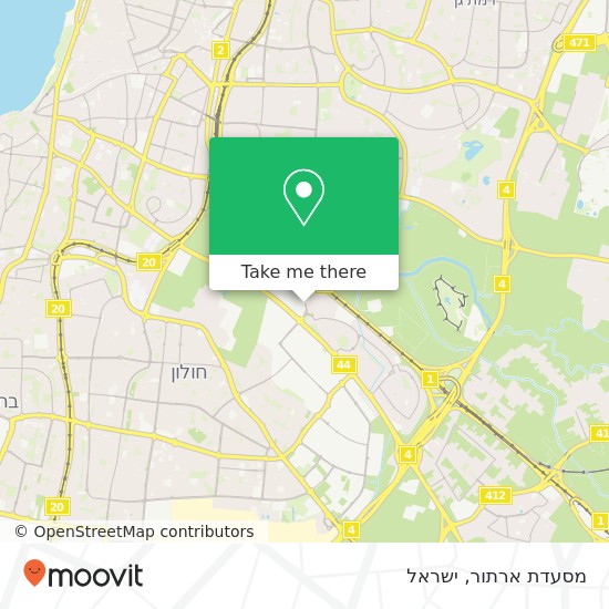 מפת מסעדת ארתור, אזור, תל אביב, 58000