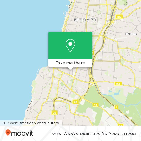 מפת מסעדת האוכל של פעם חומוס פלאפל, בר יוחאי תל אביב-יפו, תל אביב, 60000