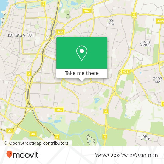 מפת חנות הנעליים של פסי, תפוצות ישראל גבעתיים, תל אביב, 53583
