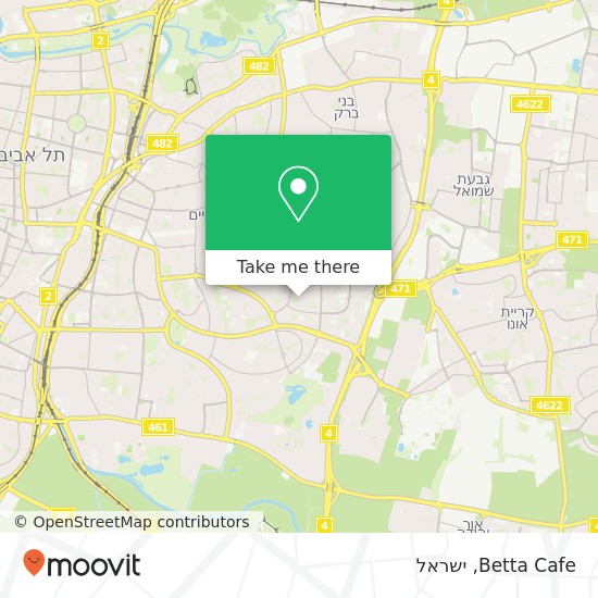 מפת Betta Cafe, ברודצקי אזור הבילויים, רמת גן, 52296