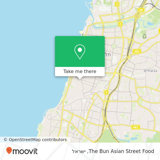 מפת The Bun Asian Street Food, גדרה תל אביב-יפו, תל אביב, 63825