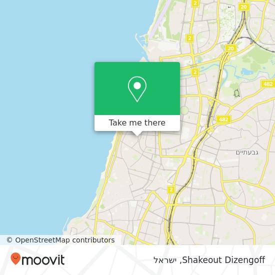 מפת Shakeout Dizengoff, כיכר דיזנגוף 95 הצפון הישן-האזור הדרומי, תל אביב-יפו, 60000