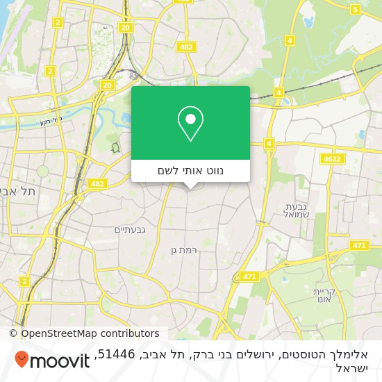 מפת אלימלך הטוסטים, ירושלים בני ברק, תל אביב, 51446