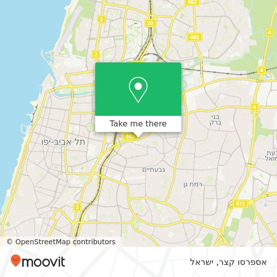 מפת אספרסו קצר, ז'בוטינסקי רמת גן, תל אביב, 52511