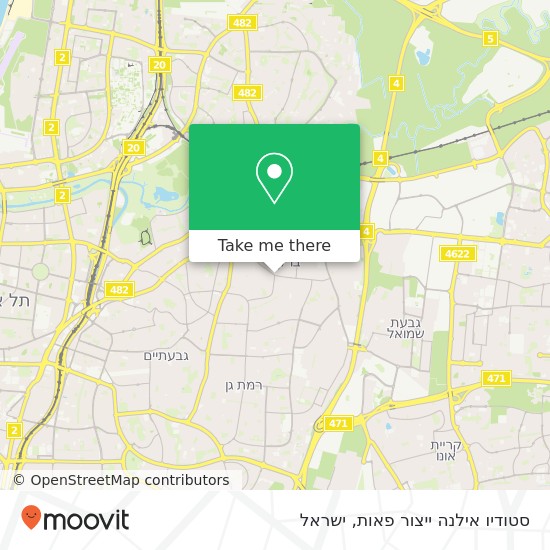 מפת סטודיו אילנה ייצור פאות, רבי עקיבא בני ברק, תל אביב, 51313