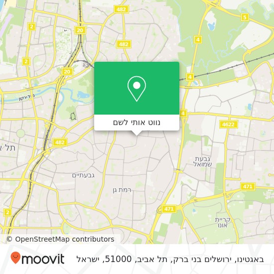 מפת באגטינו, ירושלים בני ברק, תל אביב, 51000