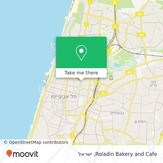מפת Roladin Bakery and Cafe, ויצמן הצפון החדש-כיכר המדינה, תל אביב-יפו, 62155