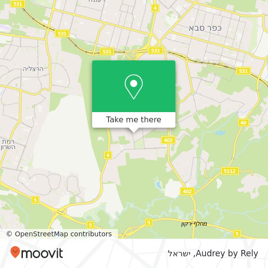 מפת Audrey by Rely, שער העמקים 15A הוד השרון, 45000