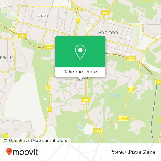 מפת Pizza Zaza, הבנים הוד השרון, פתח תקווה, 45268