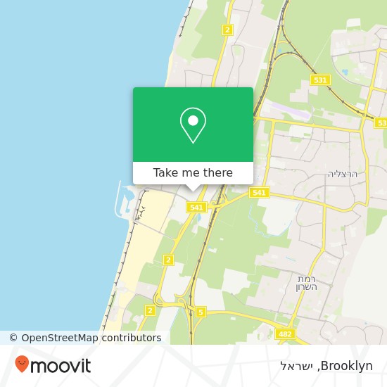 מפת Brooklyn, משכית אזור התעשייה, הרצליה, 46733