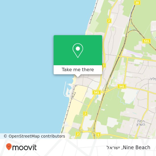 מפת Nine Beach, רמת ים הרצליה, תל אביב, 46000
