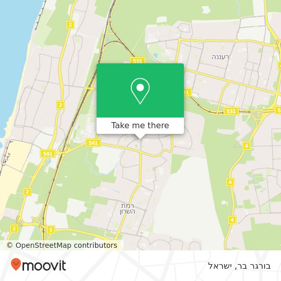 מפת בורגר בר, שדרות בן גוריון הרצליה, תל אביב, 46785