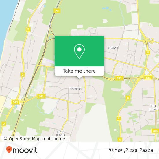 מפת Pizza Pazza, אביב הרצליה הירוקה, הרצליה, 46301