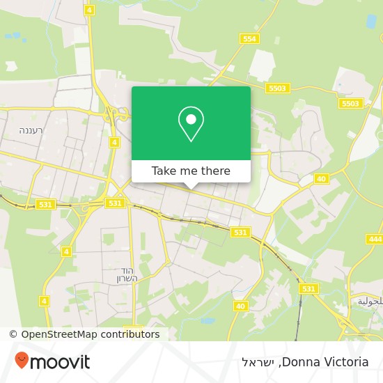 מפת Donna Victoria, ויצמן כפר סבא, פתח תקווה, 44225